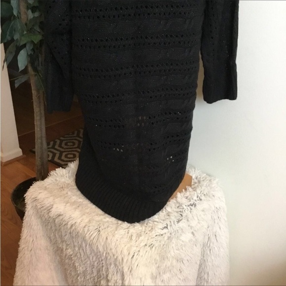 SO sweater Womans 2X plus black with sparkle holey 3/4 sleeve medium wei… - Picture 3 of 11